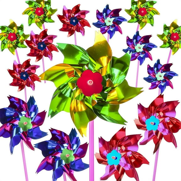 Triani 50Pcs Plastic Rainbow Windmill Windmill Party Pinwheels DIY Pinwheel for Kids Toy olorful Garden Wind Spinners Deterrent to Scare Birds Away from Yard Bird(Multi-color)
