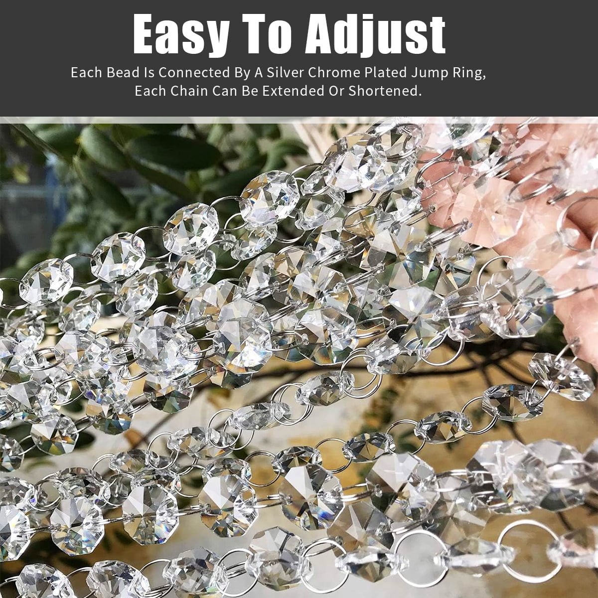 Glass Door Bead Curtains Crystal Chandeliers String Garland 14mm 33ft/10pack - Doorways Room Window Door Wall Bohemian Decor