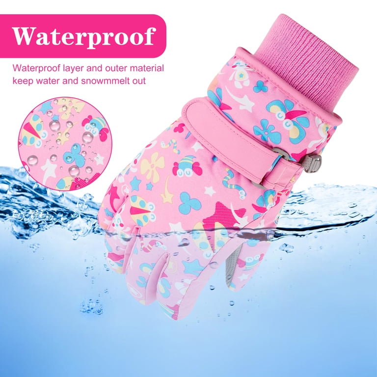Springcorner Kids Snow Ski Gloves, Waterproof, Pink photo 3