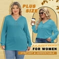thumbnail image 4 of Button V Neck Tops for Women Long Sleeve Plus Size Fashion Tshirts Loose Casual Mint Tee Blouses Clothing Size 4XL, 4 of 9