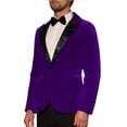 thumbnail image 4 of INSPIRE CHIC Men's Velvet Blazer One Button Party Prom Tuxedo Dinner Suit Jacket L Dark Purple, 4 of 6