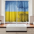 thumbnail image 2 of Ambesonne Ukraine Kitchen Curtains, People's Silhouettes Art, 55"x30", Ceil Blue Earth Yellow, 2 of 3