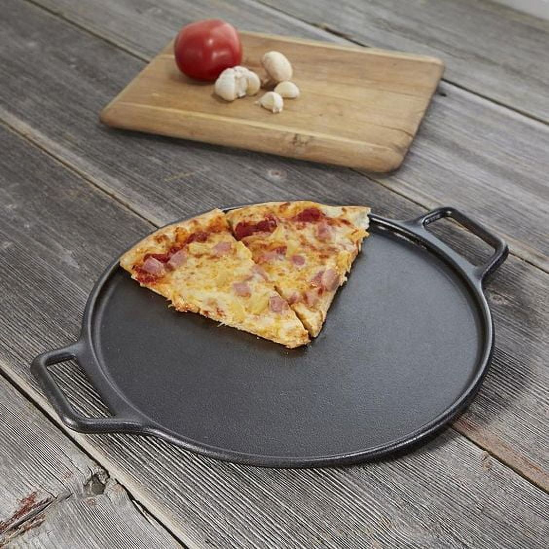 LIVINGBASICS 14-Inch Pre-Seasoned Cast Iron Pizza and Baking Pan with  Handles for oven, stove, BBQ grill, Black - LIVINGbasics®