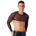 thumbnail image 3 of Top corto de malla transparente para hombre, cuello simulado, ropa de playa, espectáculo, disfraz rave, camiseta de manga larga para culturismo, 3 of 5