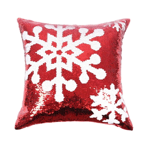 Cubiertas de Almohada de Navidad de Moda Y Fresca Navidad Roja Navidad de Dos Lados Brillante Copo de Nieve Reposacabezas de Ciervo Almohadas de Navidad Almohadas Decorativas
