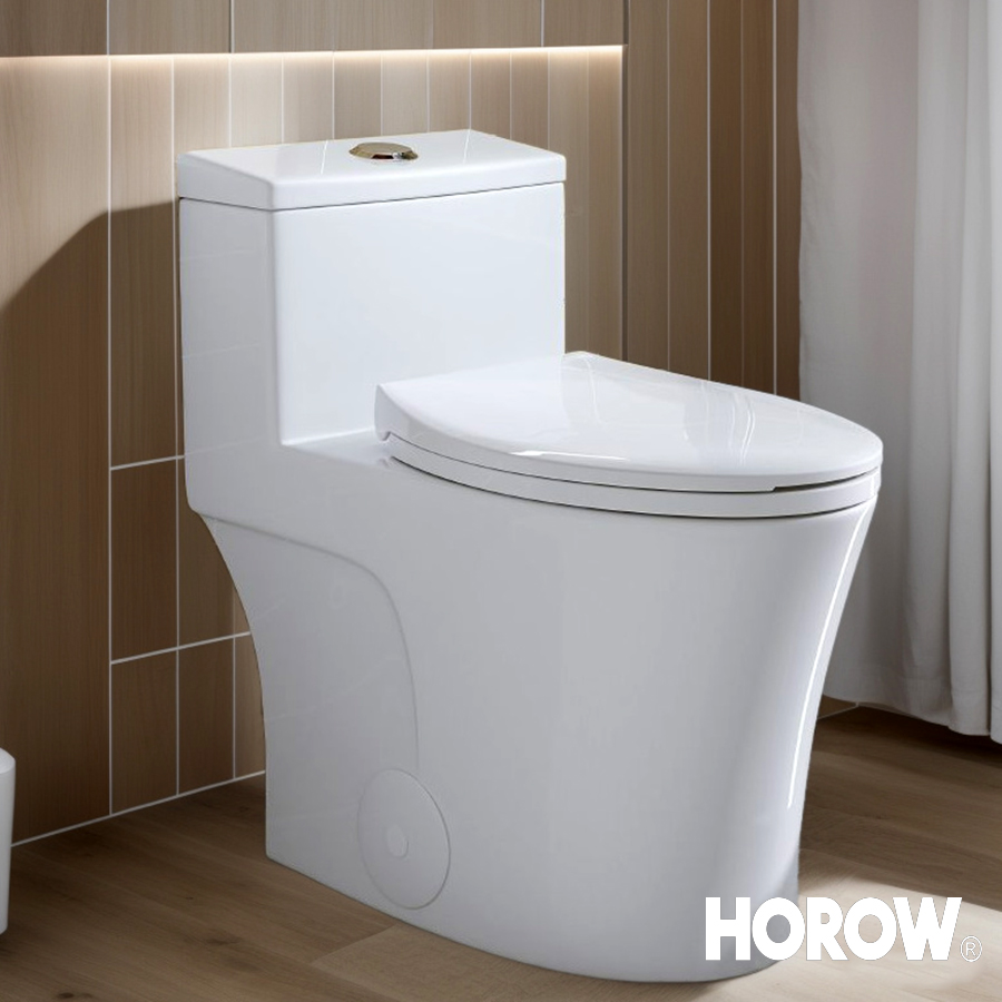 HOROW Compact One Piece Toilet 10" Rough-in Elongated 0.8/1.28 GPF and MAP 1000g with Comfortable Seat Height 17.3" Dual Flush