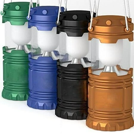 Elegantoss Outdoor LED Camping Lantern, set of 4 colors Black, Blue, Brown, Green Collapsible. Portable Great for Emergency, Tent Light, Backpacking (without (Best Emergency Light For Home Use)