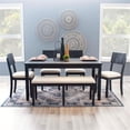 thumbnail image 2 of Linon Jordan Six Piece Upholstered Dining Set in Rustic Charcoal Gray Wood, 2 of 19