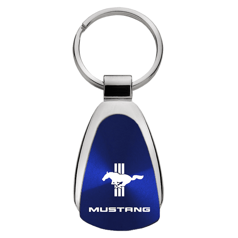 Black Ford Mustang Script Logo Brushed Metal Round Spinner Chrome Key Chain Ring 