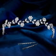 thumbnail image 6 of MIALLO Silver Full Flower Rhinestones Hair Vine, Boho Flexible Bridal Headband for Wedding and Daily Style, 6 of 8