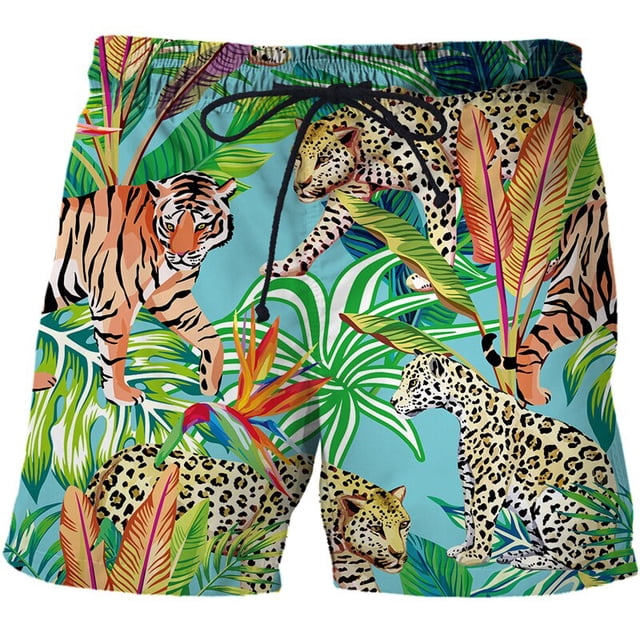 Tiger Leopard Graphic Beach Shorts Pants Men 3D Printing Surfing Board Shorts Summer Hawaii Swimsuit Swim Trunks Cool Ice Shorts Fivean unisex
