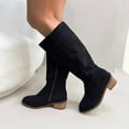 thumbnail image 6 of Knee High Boots Women Fold Over Knee High Boots Chunky High Heels Long Boots Zipper Pointed Toe Dress Tall Boots for Women,Color:Black,Size:8.5, 6 of 8