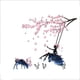 thumbnail image 1 of Pegatinas de pared Ormromra HFP-0526 Girl on A Swing & Moose Silhouette con mariposas rosas, 1 of 4