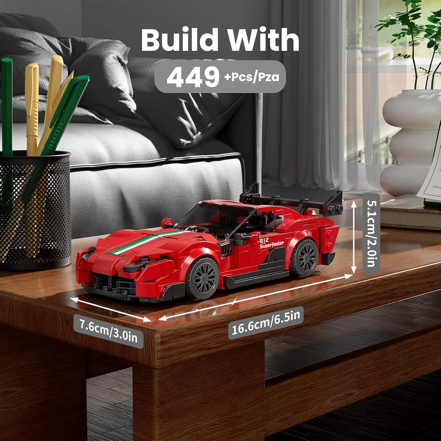 F81Z Classic Sports Car Building Kits, MOC Racing Car Toys Model, Vehicle Blocks Set Suitable for Boys to Build, House Decoration   Adults  (449 Pcs)