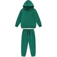 thumbnail image 2 of TQWQT Boys Sweatsuit Size 11-12 2 Piece Tracksuit Solid Color Toddler Sweat Suits Long Sleeve Hooded Sweatshirt and Sweatpant Plain Kids Sweat Set Dark Green, 2 of 3