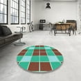 thumbnail image 3 of Ahgly Company Indoor Round Patterned Turquoise Green Area Rugs, 3' Round, 3 of 6