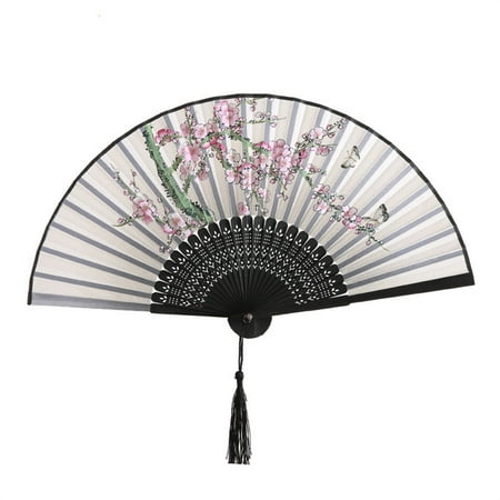 

Home Decor 2PC Folding Fan Chinese Hand Fans For Women Foldable Silk Bamboos Hollowed Wedding Dancing Party Decoration