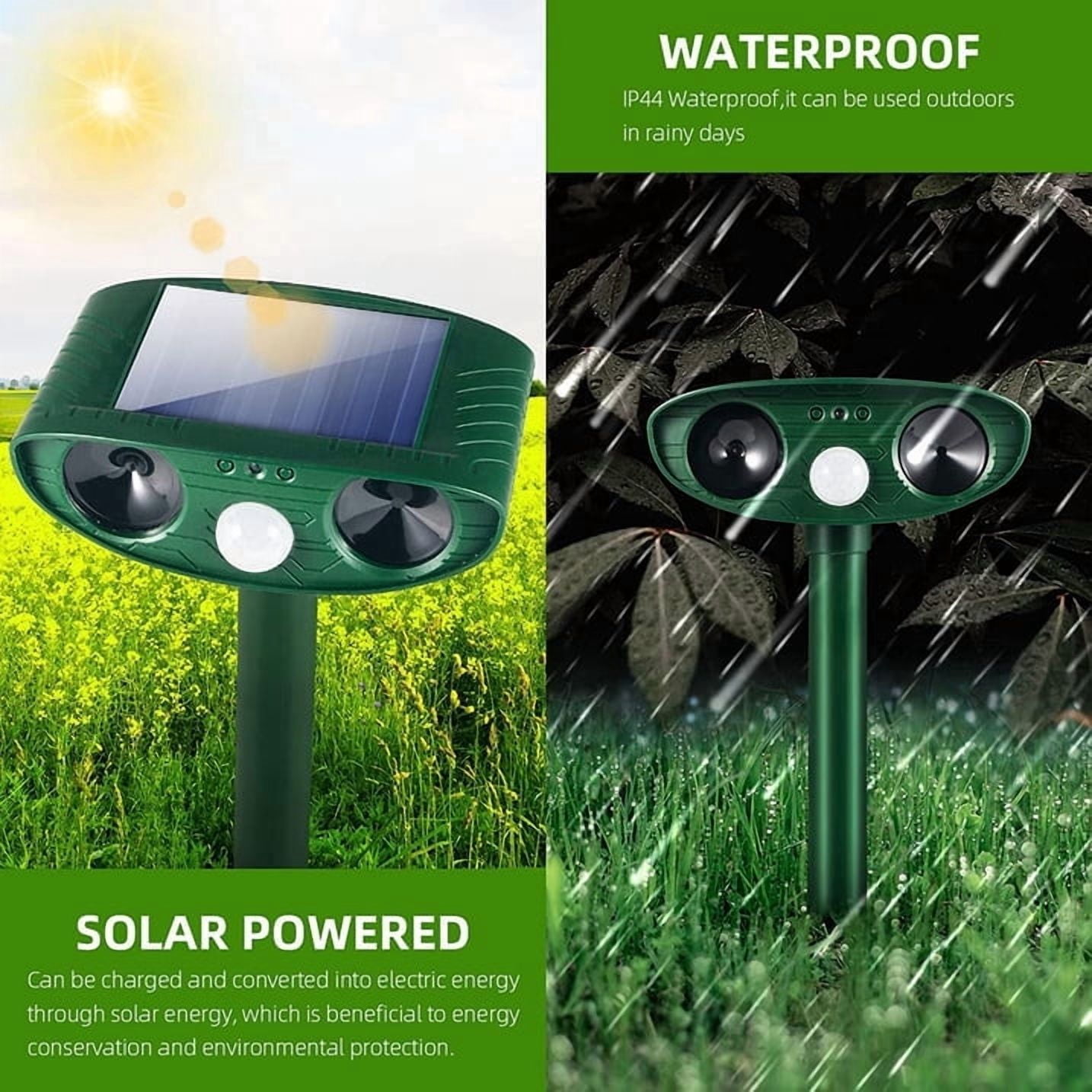 Paddsun Solar Animal Repellent, Outdoor with Powerful Motion Sensor and LED Light, 4-Pack