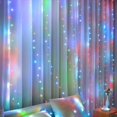 thumbnail image 3 of Cortina de luces LED RGB de 3 x 3/2/1 m, decoración navideña, para casa, dormitorio, boda, guirnalda de hadas, lámpara con enchufe USB y control remoto, 3 of 5