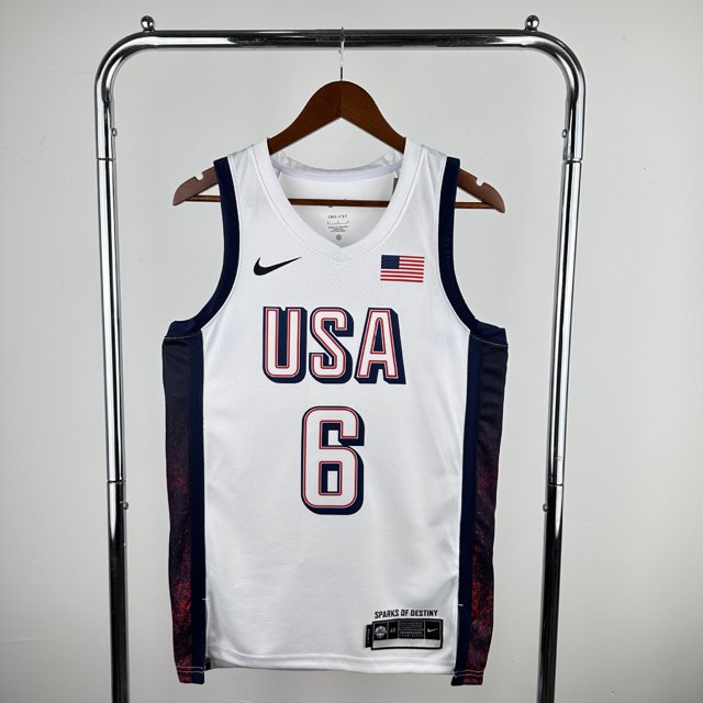24 Year USA Team White 4 Curry 6 James 7 Durant 10 Tatum NBA Jersey