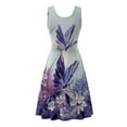 thumbnail image 5 of USSUMA Summer Dresses for Women Casual Floral Print Mini Flowy Swing Beach Party Sundresses Sleeveless Plus Dresses Crew Neck Sun Dress Wedding Guest, 5 of 5