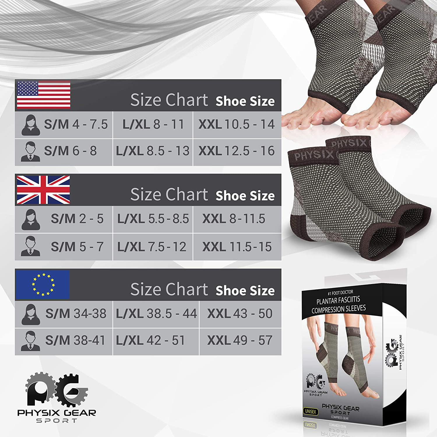 Holds Shape & Better Than a Night Splint Washes Well Best 24/7 Compression Socks Foot Sleeve for Aching Feet & Heel Pain Relief Plantar Fasciitis Socks with Arch Support for Men & Women 