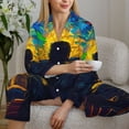 thumbnail image 5 of KLL Abstract Starry Sky Print Women's Long Sleeve Pajamas with Pants Sleepwear Loungewear 2 Set-X-Large, 5 of 7