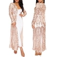 thumbnail image 3 of Evening Party Women Sexy Sequin Perspective Long Sleeve Maxi&nbsp;Coat Gown Cardigan, 3 of 7