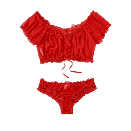 

Nituyy 2Pcs Women Lingerie Set Lace Top Slim Panties Underwear Sleepwear
