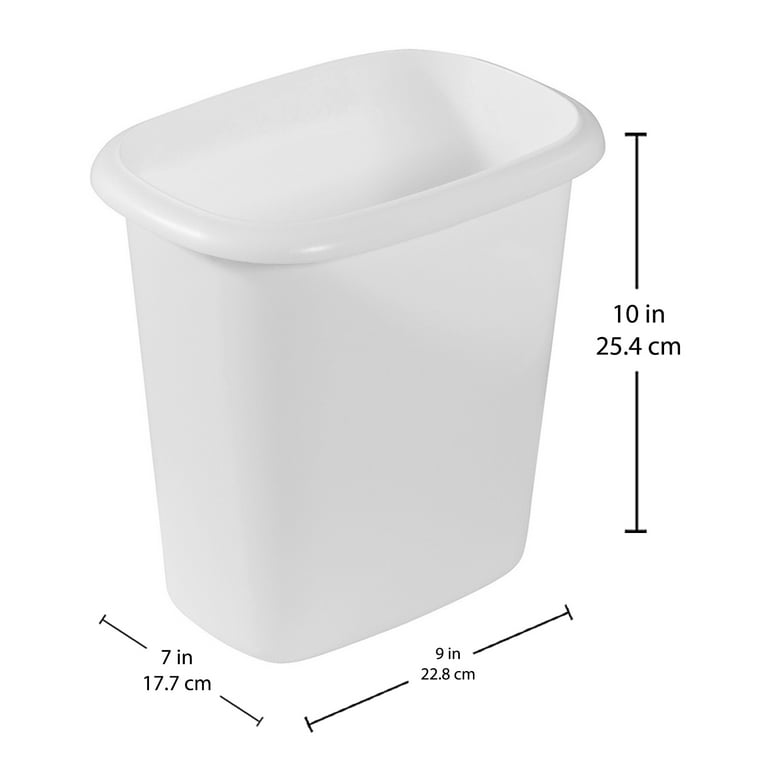 Rubbermaid Small Trash Can, Plastic, 3.5-Gallon/14-Court, White Wastebasket  for Kitchen/Office/Bedroom/Bathroom