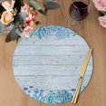thumbnail image 3 of Ocean Coral Round 15 Inch Placemats Set of 6, Summer Underwater Marine Starfish Wooden Blue HeatResistant Non Slip Place Mats for Dining Table, Wipeable Braided Kitchen Table Mats for Housewarming, 3 of 9