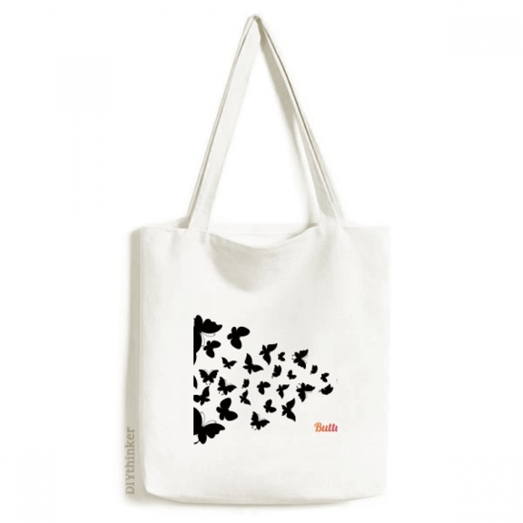 Butterflies with Dark Colour Tote Canvas Bag Shopping Satchel Casual Handbag