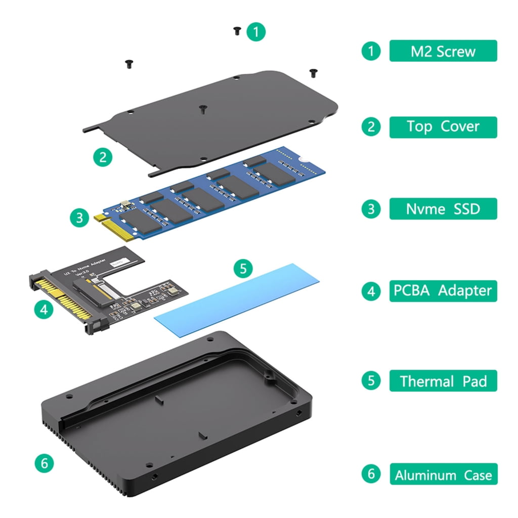 NVME PCIe M.2 Converters M.2 NVME SSDs to U.2 SFF-8639 Adapter M.2 NVMe SSDs to PCIe U.2 SFF-8639 2.5" Enclosure Case Box SSDs