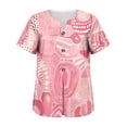thumbnail image 5 of VBVC Women's Floral Print Henley Blouse , Ladies' V-Neck Short Sleeve Summer Top , Boho Tropical Vacation Shirts For Women,Pink,S-3XL, 5 of 8
