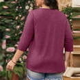 thumbnail image 5 of ChaoHeng Blouses for Women Plus Size Women Plus Size Tops V Neck 3/4 Sleeve Casual Tshirts Loose Basic Tunic Tees, 5 of 7