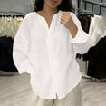 thumbnail image 3 of Amkhujs Linen Shirts for Women Long Sleeve V Neck Summer Tops Casual Work Fall Fashion, 3 of 6