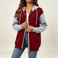 thumbnail image 3 of TGSLY Color Block Hooded Sweatshirt for Women Lightweight Zip Up Long Sleeve Drawstring Hoodies Loose Casual Solid Color Cardigan Coat with Pockets XL, 3 of 8