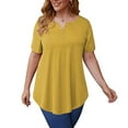 thumbnail image 3 of GingDin Women's Plus Size Tops Henley V Neck Button T Shirt Floral Casual Blouse m-4xl, 3 of 12