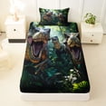 thumbnail image 3 of Metsweet Jungle T-Rex Twin Sheets 3pcs, Animal Dinosaurs Bedding, Green Brown,1 Fitted Sheet, 1 Flat Sheet and 1 Pillowcase, 3 of 5
