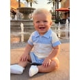 thumbnail image 4 of BemeyourBBs Newborn Baby Boy Summer Clothes Romper One Piece Outfit 0 3 6 12 18 Months Contrast Color Stripes Collar Short Sleeve Button Down Jumpsuit Shorts, 4 of 9