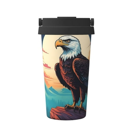 

Matuu Cartoon Iceberg Bald Eagle for Insulated Coffee Mug Reusable Travel Coffee Cup Spill Proof 16oz Stainless Steel Coffee Cups for Hot/Ice Coffee Tea