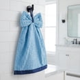 thumbnail image 7 of Unique Bargains 2 Pack Waffle Weave Hanging Hand Towels with Bowknot Blue 13" x 9", 7 of 7