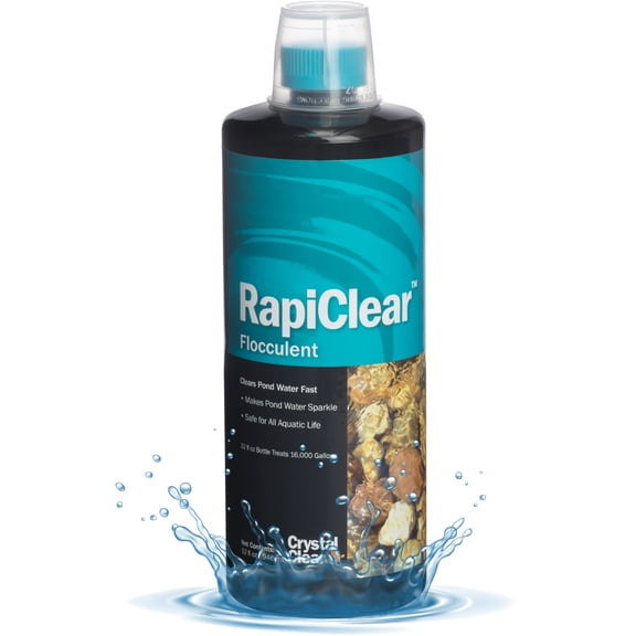 CrystalClear RapiClear Pond Cleaner Water Clarifier Treatment for Cloudy Koi Fish Ponds 32oz