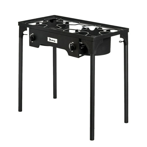 Hottest Double Burner Stove, Heavy Duty Outdoor Dual Propane with Windscreen and Detachable Legs Stand for Camping Cookout, Max. 150,000 total BTU/hr