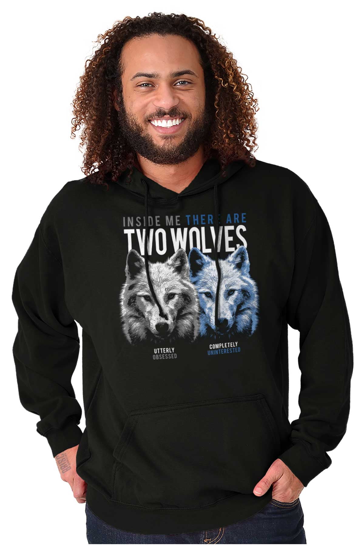 Funny Two Wolves Inside Me Joke Unisex Plus Fleece Graphic Hoodie