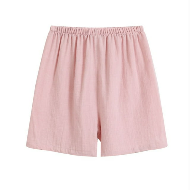 AherBiu Shorts de Pyjama pour Femmes en Coton et Lin Légers d'Été Décontractés à Jambes Larges
