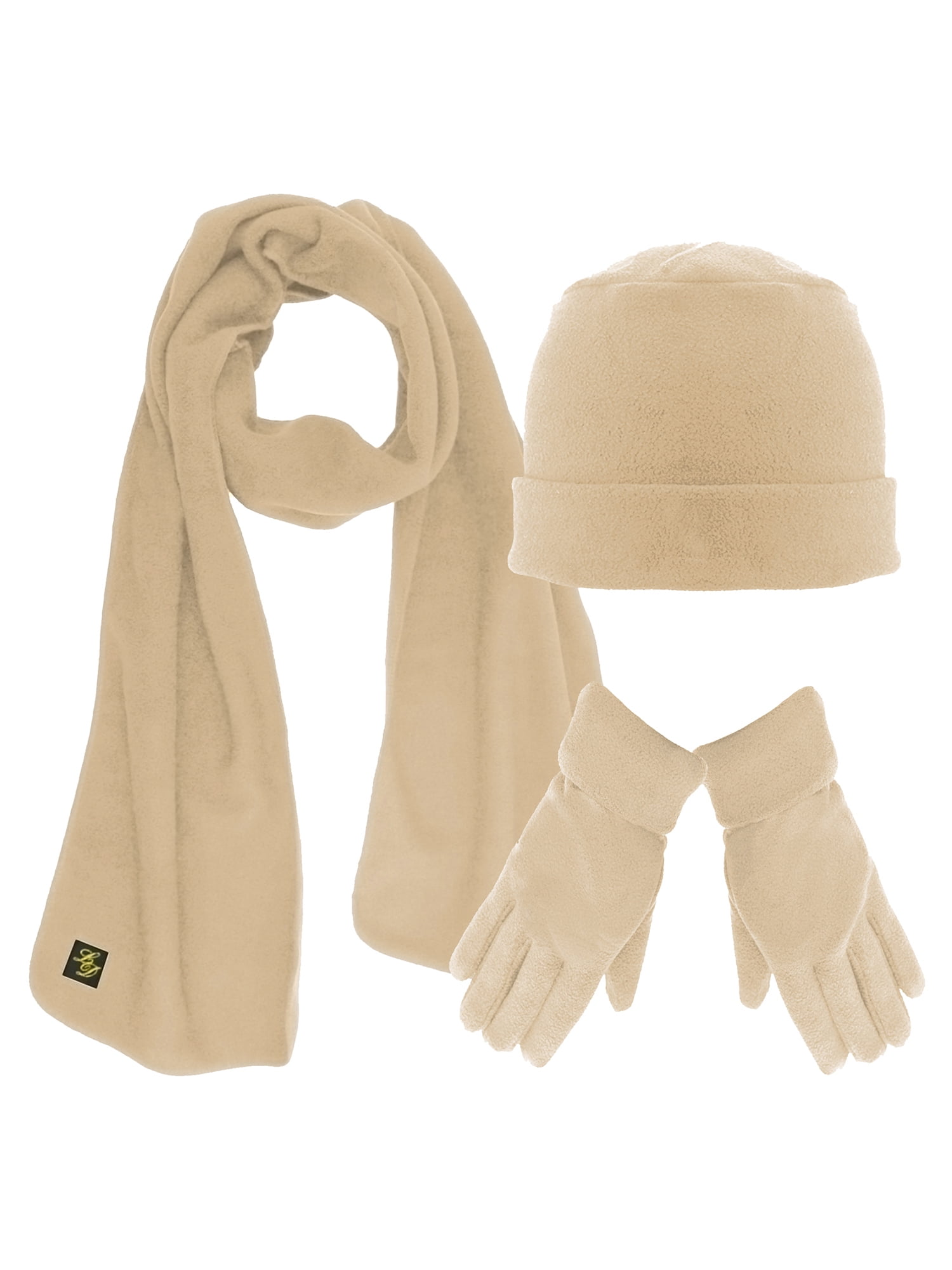 Premium Photo  Beige knitted hat and suede gloves on clothes hanger with  beige color background