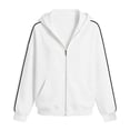 thumbnail image 7 of vdgthytj Sweatshirts for Women Full Zip Long Sleeve Drop Shoulder Side Striped Hooded Jackets Fall Winter Athleisure Outerwear with Pockets(X-Large,White), 7 of 7