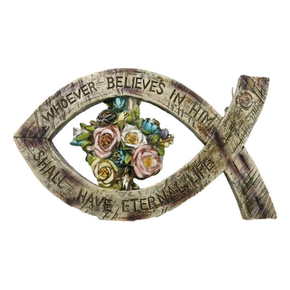 Whoever Believes In Him Shall Have Eternal Life Jesus Fish Ichthys Wall Decor