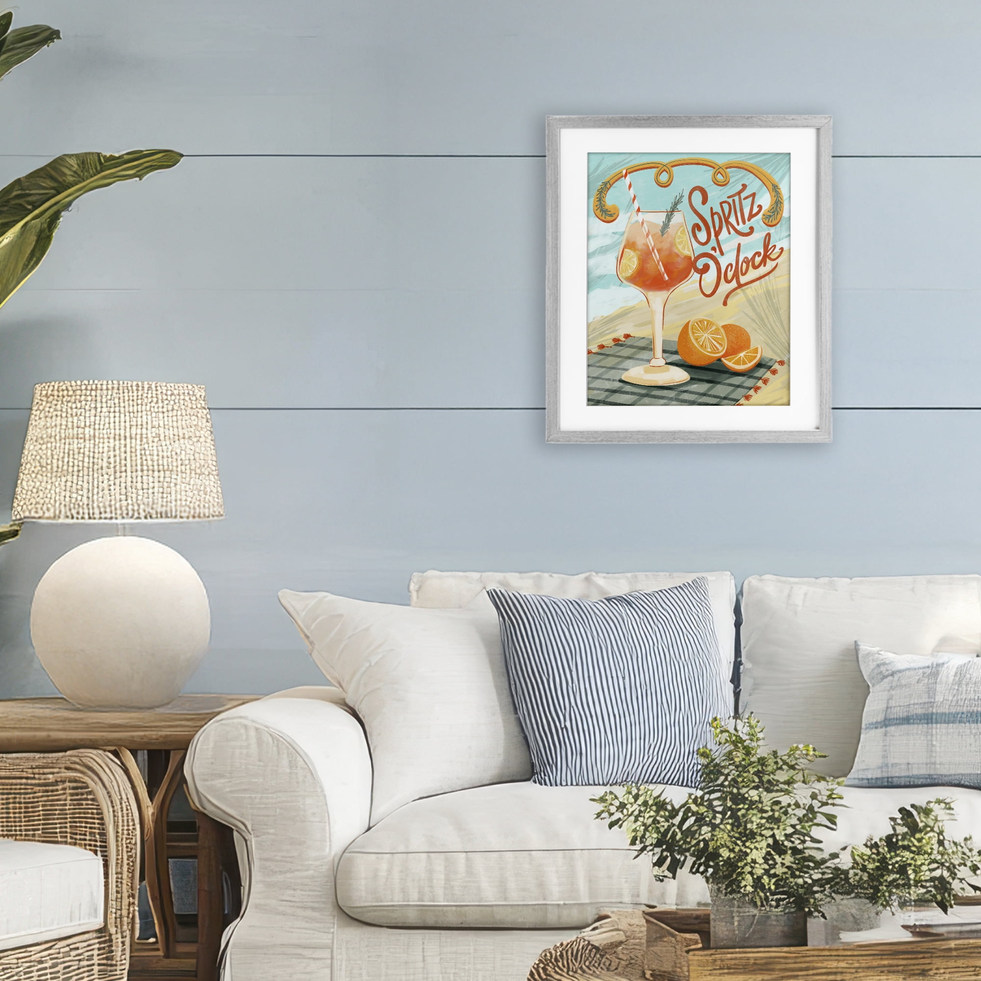 Stupell Industries Spritz O'Clock Citrus Cocktail Gray Framed Print Under Glass, design by Connie Summers